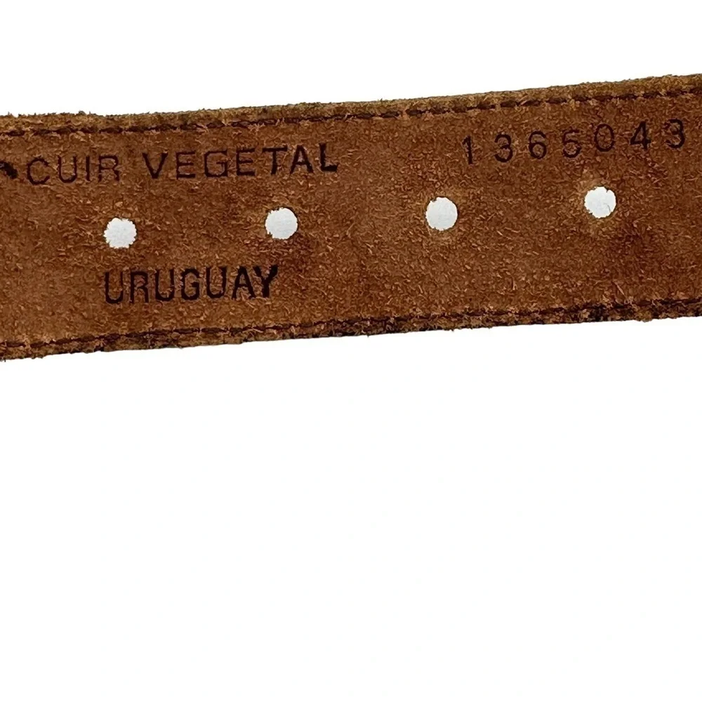 Brown Braided Woven Leather‎ Belt With Brass Buckle Size Medium